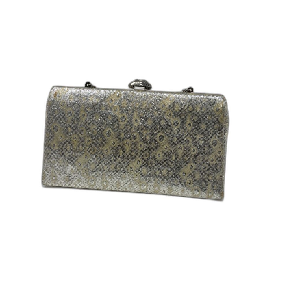 Vintage 50s Silver Small Patterned Glam Purse Rhinestone buckle